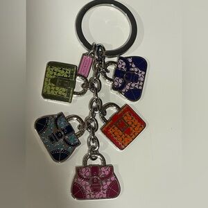 COACH Vintage Colorful Signature Bag Charm Silver Purse Keychain